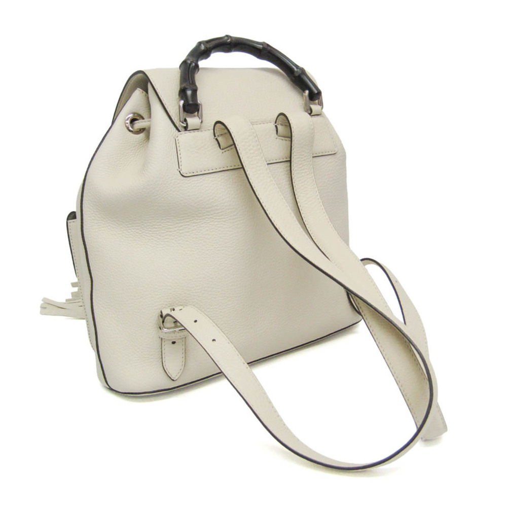 GUCCI White Leather Bamboo Backpack - Picture 2 of 16